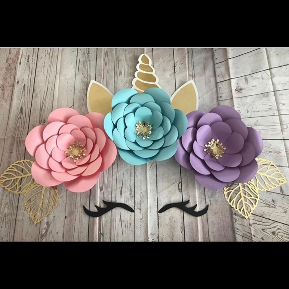 Unicorn paper flowers set